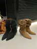 Novedad Otoño/Invierno 2026 Botines Retro de Moda Estilo Coreano Tacón Grueso Botines sin Cordones Botas Martin Plisadas