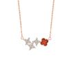 Collar de plata de ley 925 con trébol de cuatro hojas de la suerte para mujer, cadena de clavícula de ágata roja Joker, colgante de flor estilo Ins