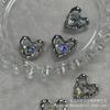 Pendientes de aleación de lujo de alta calidad con forma de corazón de diamantes blancos de 18 mm, para hacer tú mismo, collares, pulseras y nichos. Lujo ligero de alta calidad.
