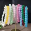 Pulseira de Contas Coloridas Sólidas de 8mm para Mulheres Pulseira de Contas de Vidro Esmaltadas Pulseira de Mão Macia Bandeja de Jogos para Estudantes Venda Quente Atacado