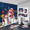 Suministro directo transfronterizo de cortinas de ducha de poliéster impermeables con diseño navideño de muñeco de nieve impreso digitalmente, al por mayor para uso doméstico