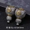 Pulsera de Plata de Xizang de Dos Tonos y Tres Vías, Cuentas Espaciadoras de Dos Tonos y Tres Vías, Pulsera de Cuentas de Calabaza de Tres Vías de Una Pieza, Accesorios con Colgante de Vajra