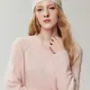 Suéter de cachemira nuevo, de corte relajado, cuello redondo y manga raglán para mujer, un suéter de lana versátil perfecto para usar en capas en otoño e invierno.