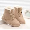 Botas de nieve de invierno para estudiantes transfronterizos, botas cortas para mujer, botas cálidas con cordones, zapatos de mujer de tacón plano, botas acolchadas de algodón Martin