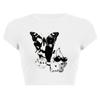 Camiseta corta sexy con estampado de eslogan en inglés europeo y americano, cuello redondo, corte entallado y adelgazante para mujer.