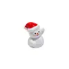 Muñeco de Nieve con Sombrero Rojo Lindo de Dibujos Animados Adornos de Resina Estéreo Decoración Creativa para Escritorio de Computadora de Coche Pequeños Adornos