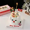 Decoración para Pastel de Navidad 2025 Sombrero Navideño Bufanda Osito Adornos Mini Bola de Pelo Sombrero Círculo de Paja Decoración Enchufe