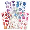 Pegatinas de Material de Diario Transparentes Temática del Mar Claro, Frescas y Simples Estilo Ins Concha de Perla Oceánica Impermeables Pegatinas Decorativas de Mascota