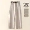 Pantalones de traje de lana nuevos de otoño de moda hechos a medida 2026, pantalones de corte curvo de cintura alta, pantalones casuales holgados adelgazantes para mujer
