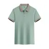 Camisa Polo Manga Curta Masculina Nova Verão Solta Cor Combinando Gola Listrada Marca de Moda Versátil Lapela Fina Casual Manga Meia Manga Masculina