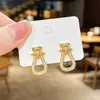 Juego de Joyería de Hebilla de Herradura Completa de Diamantes de Lujo, Sofisticación para el Viaje Diario, Conjunto de Dos Piezas de Cadena para Clavícula en Forma de U y Pendientes Micro-Incustados para Mujer