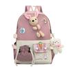 Mochila Casual Fashion Estilo Coreano Feminina Fofa Desenho Animado Leve Mochila Escolar para Alunos do Ensino Fundamental Grande Capacidade Cor Contrastante Mochila da Moda