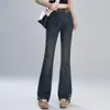 Jeans Acampanados de Moda Trendy Negros para Mujer, Otoño 2026 Nuevos Pantalones de Campana de Cintura Alta Elásticos Ajustados