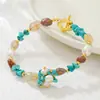 Otoño e Invierno Estilo Natural Transfronterizo Collar Pulsera de Cristal Natural Perla de Agua Dulce Turquesa Azul Ágata Estilo Bohemio
