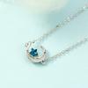 Directo de fábrica Collar simple japonés y coreano para mujer Cadena para la clavícula de Estrella Azul y Luna Cadena para la clavícula de chica guapa estudiante Regalo para novias