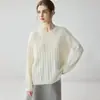 Nova coleção outono e inverno: suéter feminino de cashmere puro, gola redonda, camada interna quente, estilo solto e casual, peça básica versátil, suéter de malha