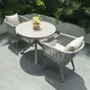 Mesas y sillas de exterior para villas con patio, mesas y sillas de cuerda tejida, muebles de jardín de exterior, impermeables y resistentes al sol, mesas y sillas de balcón de ocio nórdico