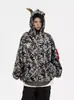 Sudadera con capucha de punto patchwork con estampado de letras de estilo americano de moda 2026 para hombre, corte holgado, estilo callejero hip-hop, chaqueta versátil vintage