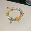 Pulsera de Flor de Piedra de Cristal de Dopamina, Lujo Ligero, Gama Alta, Pulsera Exquisita, Diseño de Nicho, Joyería de Mano Versátil para Mujeres