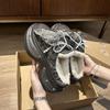 Pantuflas Gruesas de Moda con Diseño de Perlas para Otoño e Invierno, Estilo Coreano, que Aumentan la Altura, Antideslizantes, Forradas de Felpa, Cálidas Pantuflas de Algodón