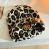 Chapéu Gorro e Cachecol Estampa Leopardo Gatinho Fofo Outono Inverno para Mulheres, Chapéu Pequeno de Tricô Afina o Rosto, Chapéu de Lã Quente para Cabeça Grande