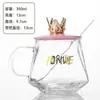 Caneca de Vidro Criativa com Coroa Ins de Alto Valor para Escritório, Caneca de Chá Perfumada com Tampa, Loja, Presente de Celebração, Copo de Água