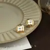 Pendientes Cuadrados Cepillados de Diamante Azul Estilo Corte Francés, Pendientes de Diseño de Nicho Retro de Lujo Ligero, Accesorios para Orejas Extremadamente Hermosos