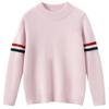 Malha Grossa de Cashmere Infantil, Malha Listrada Colorida de Gola Alta Curta, Roupa Familiar, Suéter de Cashmere, Blusa de Manga Tricolor