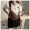 Bolso de Silla de Felpa para Mujer Nuevo Estilo Coreano Primavera y Verano 2024 Bolso de Empanada Semicircular Bolso Cruzado de Lona Floral