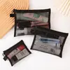 Bolsa organizadora de viaje transfronterizo, bolsa de malla transparente para cosméticos, bolsa de aseo portátil y simple, estuche para labiales de gran capacidad