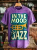 Nova estampa de padrão de jazz abstrato transfronteiriço em camiseta masculina de gola redonda, manga curta, impressão digital 3D, secagem rápida, disponível para atacado a partir de uma peça