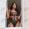 Macacão Sexy Europeu e Americano Personalizado Transfronteiriço, Tentação Sexy Transparente, Body Modelador de Renda Vazada com Argola de Aço