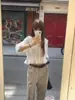 Camisa de Manga Abullonada con Volantes Estilo Coreano Fan Sun Xh Estilo Nuevo de Otoño Dongdaemun Top de Color Sólido Suave y Dulce para Mujer