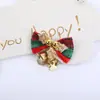 Decoração de Natal com laço de folha listrada, guirlanda de árvore de Natal, acessórios de sino, decoração de caixa de presente de Natal