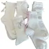 Calcetines de Encaje Dulce Estilo Girly Versión Coreana Ins de Alto Valor para Mujer Calcetines Blancos de Verano JK con Lazo Calcetines para Mujer