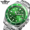 Relógio Mecânico Totalmente Automático Winner Casual de Negócios À Prova d'Água Luminoso Calendário Mostrador Aberto Pulseira de Aço Inoxidável Relógio Masculino 8066