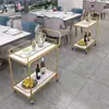 Carrinho Móvel Nórdico, Carrinho de Armazenamento de Luxo, Carrinho de Bebidas para Hotel, Carrinho de Jantar de Ferro Dourado Multicamadas, Carrinho de Entrega de Comida para Restaurante