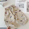 Pantalones Casuales de Dibujos Animados para Niños~Nueva Colección Primavera Estilo Japonés Estampado Completo de Coches para Niños Algodón Lavado Transpirable Pantalones Versátiles