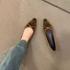 Zapatos de Punta para Mujer Primavera y Otoño 2024 Nuevos de Boca Baja Negro Gamuza Suela Suave Zapatos de Commuter para el Trabajo talla extra Zapatos Planos