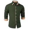 Camisa de Cuatro Lados Lista para Usar Transfronteriza para Hombre Casual de Negocios Manga Larga Venta Caliente Transfronteriza Color Sólido Talla Europea