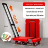 Carrinho de Plataforma Plana Doméstico Antiderrapante Espessado Atualizado, Carrinho de Compras Telescópico Portátil com Seis Rodas, Forte Capacidade de Carga