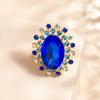 Anillo Europeo y Americano Exagerado Dulce Cool Diamante Azul Incrustado Gema Super Flash Personalidad Temperamento Abertura Ajustable Anillo para Mujer
