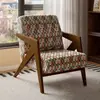 Sofá Individual de Madeira Maciça Nórdica para Sala de Estar Cadeira Retro Luxo Leve Varanda Café Estilo Antigo Designer Pessoa Preguiçosa Pousada