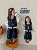 Conjunto de Niña para Primavera y Otoño 2026 Nueva Moda Ropa de Principios de Otoño Conjunto de Otoño Infantil Chaleco de Mezclilla para Bebé Conjunto de Tres Piezas