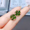 Venta al por mayor de fábrica Pendientes Populares de Diopsido Natural con Incrustaciones de Plata S925 Piedra Principal 4*4 Joyería de Lujo Venta Directa de Fábrica