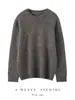 Camiseta Versátil de Punto Fino de Seda y Cachemira de 57 Calibre con Hilo Rústico, Hombro Ranglán para Mujer, Otoño Invierno