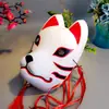 Máscara de Raposa 2025 Máscara de Halloween Máscara de Rosto de Gato Máscara de Demônio Raposa Branca Estilo Japonês Pintado à Mão
