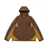 Yidao Vintage 25 Invierno Nuevo Americano Exterior Retro 90 Plumón de Pato Blanco Bloque de Color con Capucha Chaqueta Abrigo