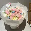 Buquê Rosa Eterno Dopamina Luxo Leve Presente para Namorada Buquê de Ponta Boneca Gatinho Buquê de Sabonete Artificial