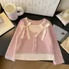 Camiseta de Manga Larga acanalada para Niña AINI, Falsa Dos Piezas con Lazo, Ropa Interior para Primavera y Otoño, Top Versátil de Moda para Niña